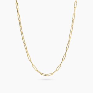 18ct yellow gold fine paperclip link necklace