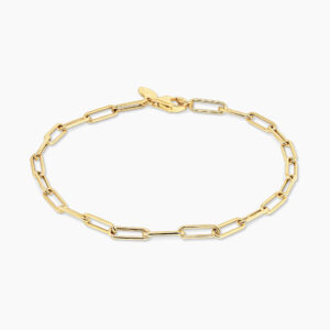 18ct yellow gold fine paperclip link bracelet