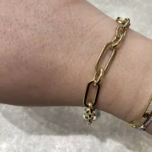18ct yellow gold paperclip link bracelet