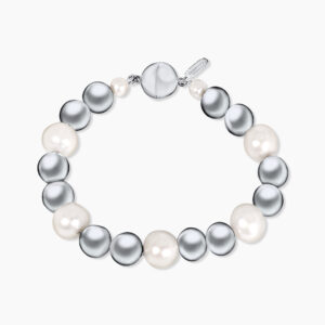 Fresh water pearls and hemitite bracelet with a silver magnetic clasp