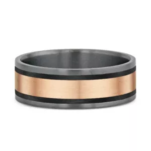 18ct rose gold, tantalum & carbon gents wedding ring