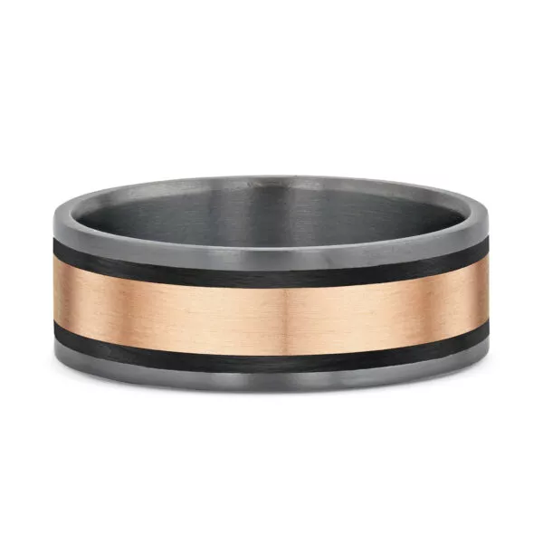 18ct rose gold, tantalum & carbon gents wedding ring