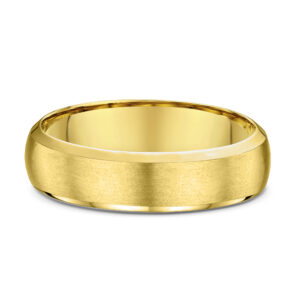 18ct yellow gold polished finish bevelled edges & satin finish center mens ring
