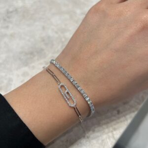 18ct white gold diamond paperclip bracelet