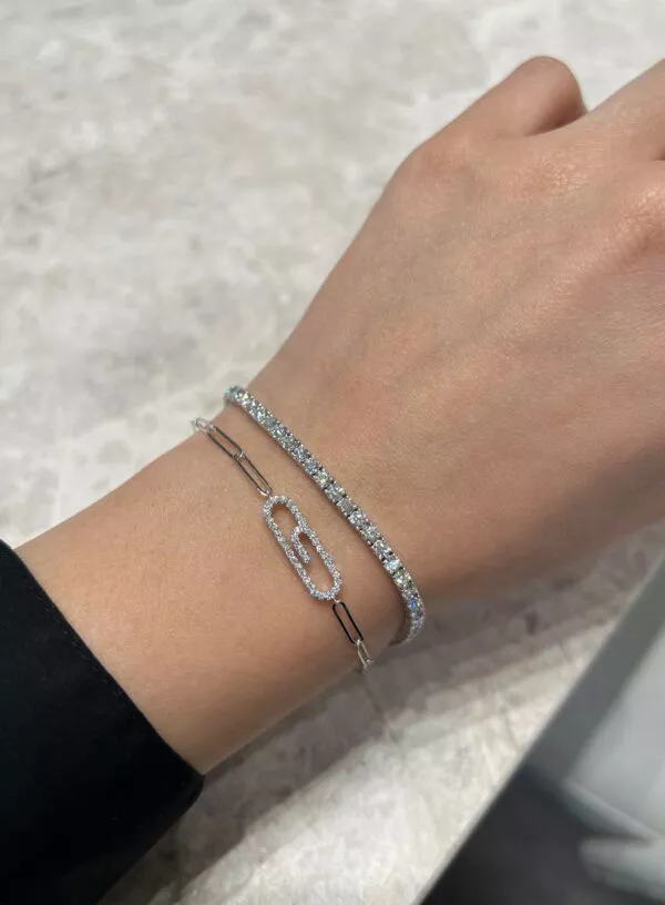 18ct white gold diamond paperclip bracelet