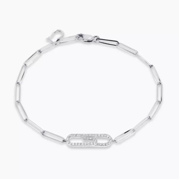 18ct white gold diamond paperclip bracelet