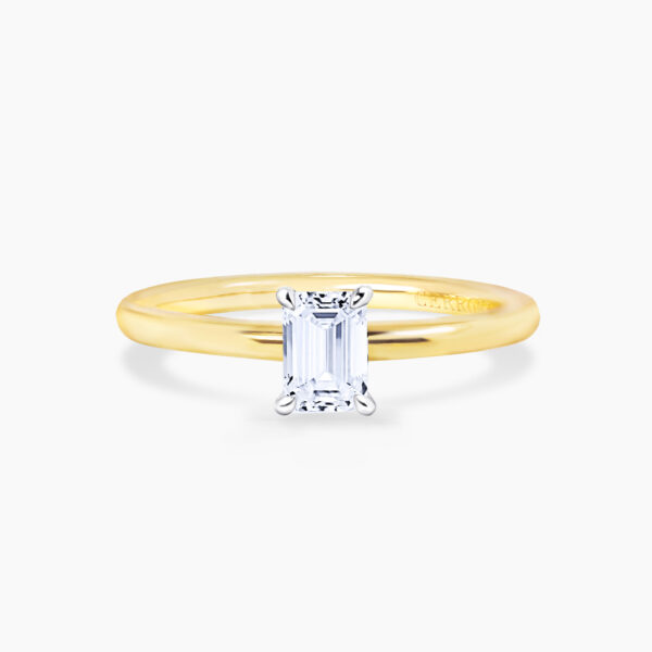 TORINO - 18ct yellow & white gold 0.50ct F VS2 emerald cut GIA diamond solitaire ring