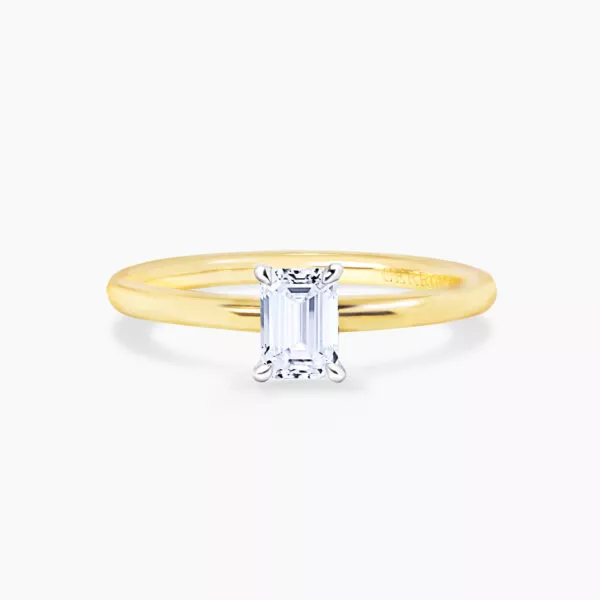 TORINO - 18ct yellow & white gold 0.50ct F VS2 emerald cut GIA diamond solitaire ring