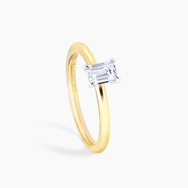 TORINO - 18ct yellow & white gold 0.50ct F VS2 emerald cut GIA diamond solitaire ring - Image 2