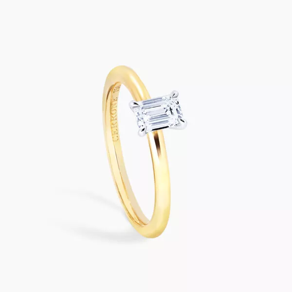 TORINO - 18ct yellow & white gold 0.50ct F VS2 emerald cut GIA diamond solitaire ring - Image 2