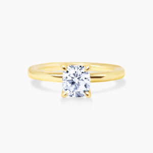 18ct yellow gold 1.02ct K SI1 cushion cut diamond solitaire ring