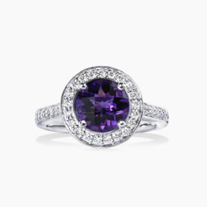 18ct white gold 1.47ct amethyst and diamond ring