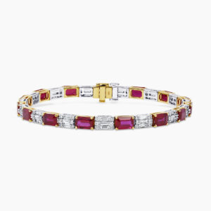 18ct yellow and white gold ruby and diamond bracelet