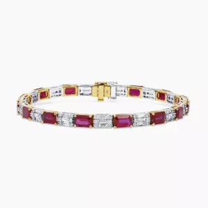 18ct yellow and white gold ruby and diamond bracelet