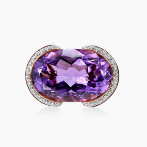 The Bougainvillea ring 18ct Rose Gold Diamond Amethyst ring