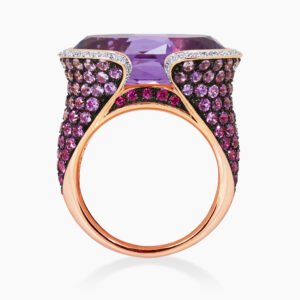 The Bougainvillea ring 18ct Rose Gold Diamond Amethyst ring