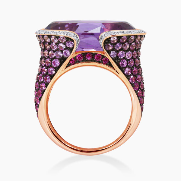 The Bougainvillea ring 18ct Rose Gold Diamond Amethyst ring - Image 2