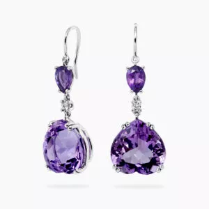 18ct white gold amethyst and diamond hook earrings