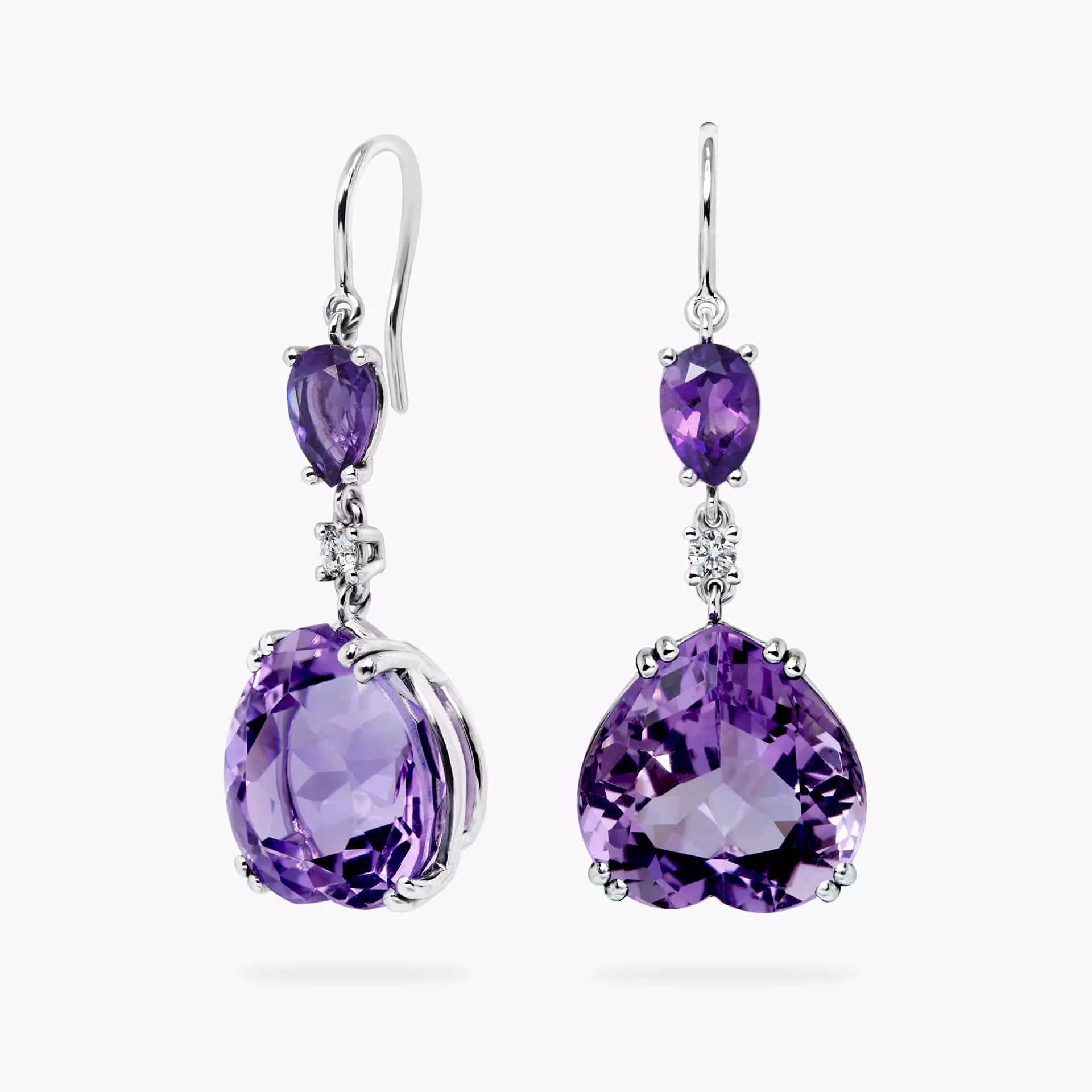 White gold and amethyst cheap earrings