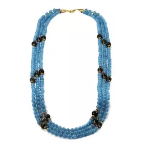 Jade and iolite beads with gold plated silver fittings necklace