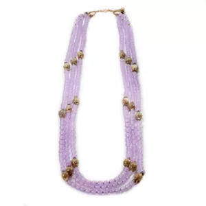 Jade & amethyst beads with gold-plated silver fittings necklace