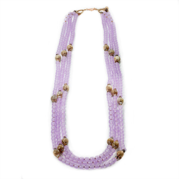 Jade & amethyst beads with gold-plated silver fittings necklace