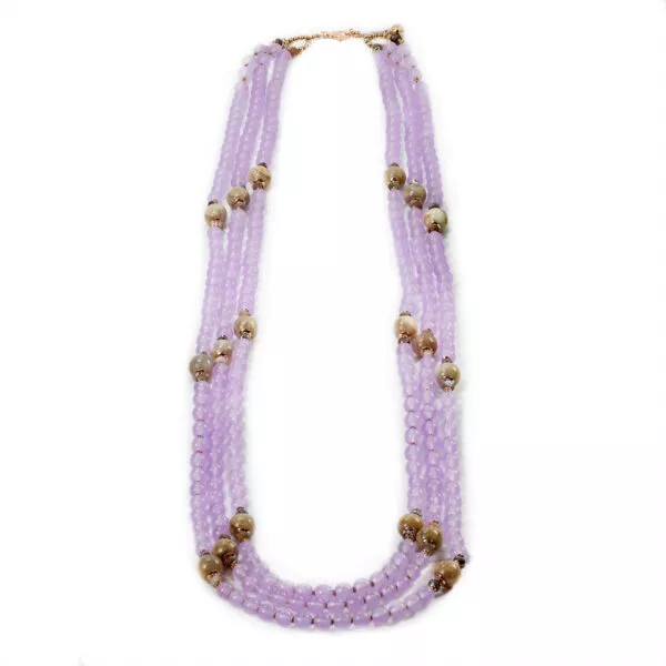 Jade & amethyst beads with gold-plated silver fittings necklace