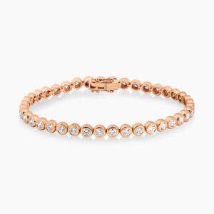 18ct rose gold round diamond bezel tennis bracelet