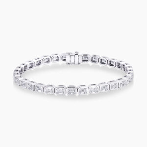 18ct white gold emerald cut diamond tennis bracelet