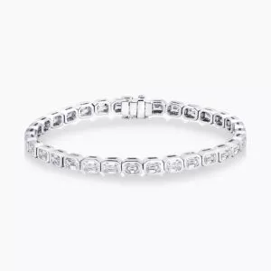 18ct white gold emerald cut diamond tennis bracelet