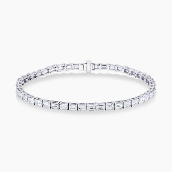 18ct white gold baguette cut diamond tennis bracelet.