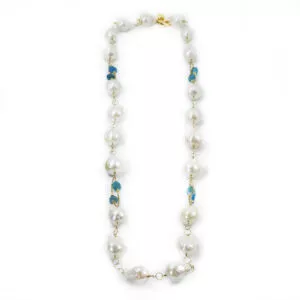 Baroque freshwater pearls & apatite beads necklace