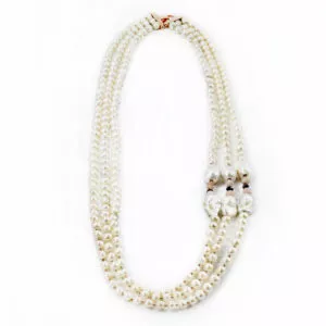 Baroque freshwater pearls, hematite & rose quartz beads necklace