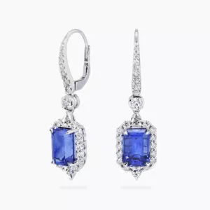 18ct white gold sapphire and diamond drop earrings