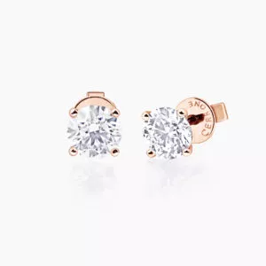 18ct rose gold 2=1.22ct round diamond stud earrings