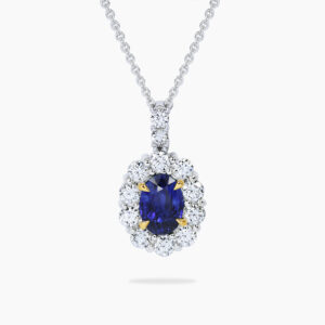 18ct white and yellow gold sapphire and diamond necklace