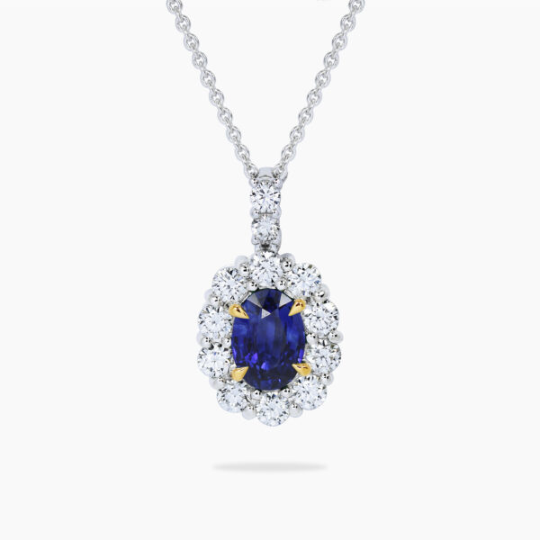 18ct white and yellow gold sapphire and diamond necklace