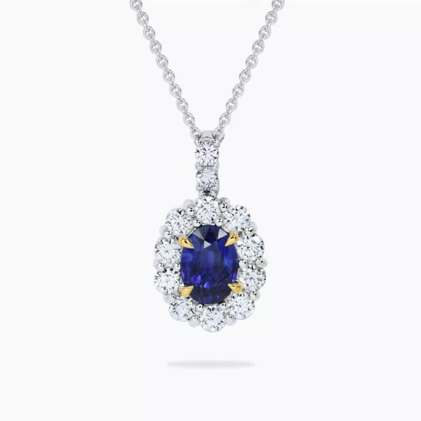 18ct white and yellow gold sapphire and diamond necklace