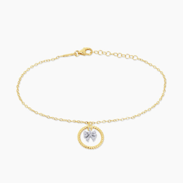 18ct yellow gold diamond bow bracelet