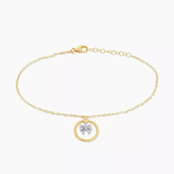 18ct yellow gold diamond bow bracelet
