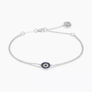 18ct white gold sapphire and diamond evil eye bracelet