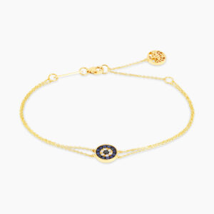 18ct yellow gold sapphire and diamond evil eye bracelet