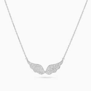 18ct white gold diamond angel wings necklace