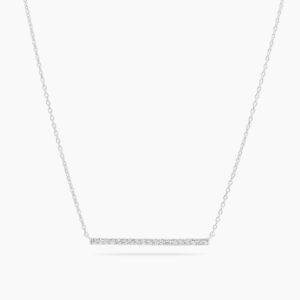 18ct white gold diamond bar necklace