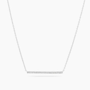 18ct white gold diamond bar necklace