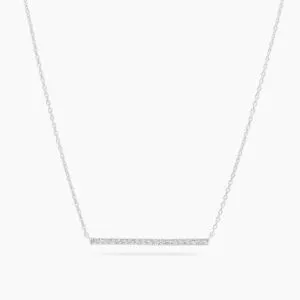 18ct white gold diamond bar necklace