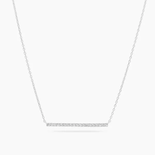 18ct white gold diamond bar necklace