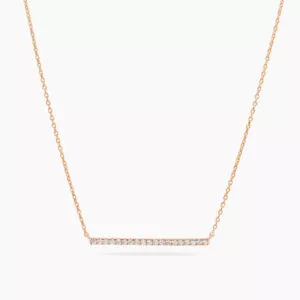 18ct rose gold diamond bar necklace