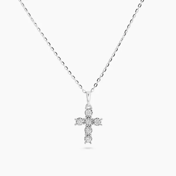 18ct white gold diamond cross necklace