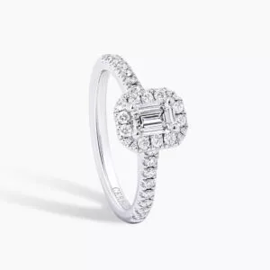 18ct white gold 0.50ct E VS1 emerald cut diamond ring